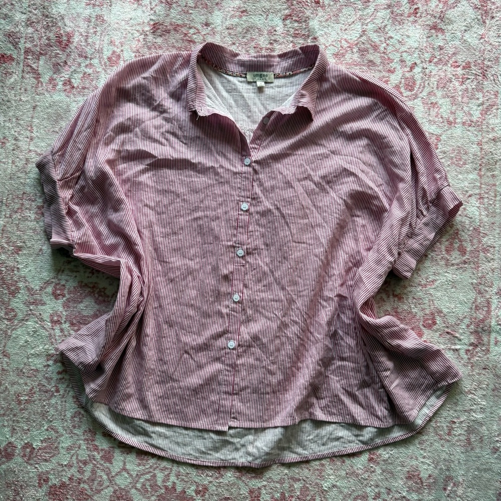 Umgee Striped Button-Up Blouse